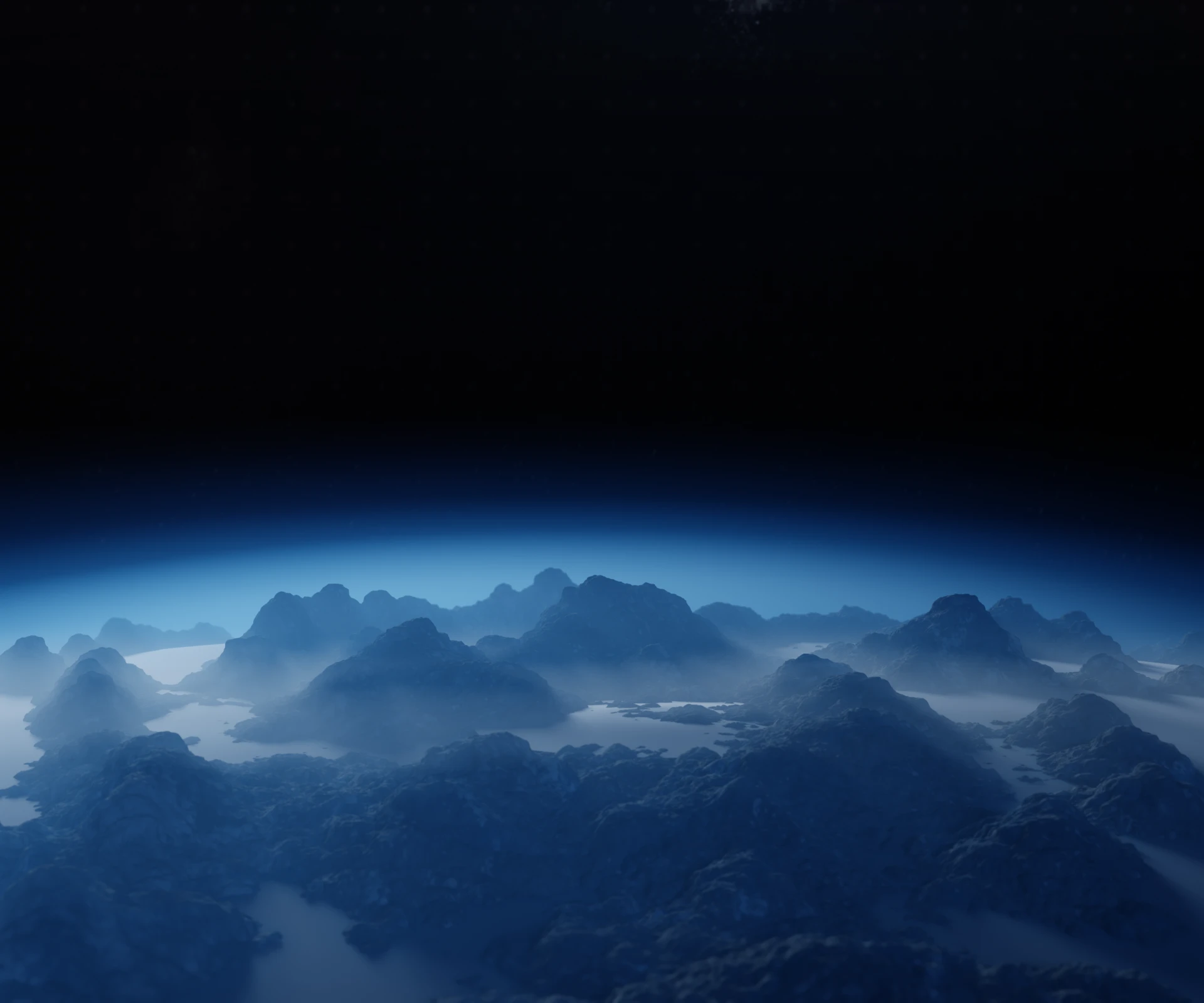Planet with mountains as background